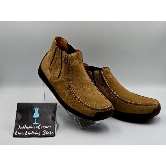 Geox Mens Tan Suede Leather Respira Slip-On Chelsea Chukka Boots Sz 10 (43) 2834 - Picture 4 of 16